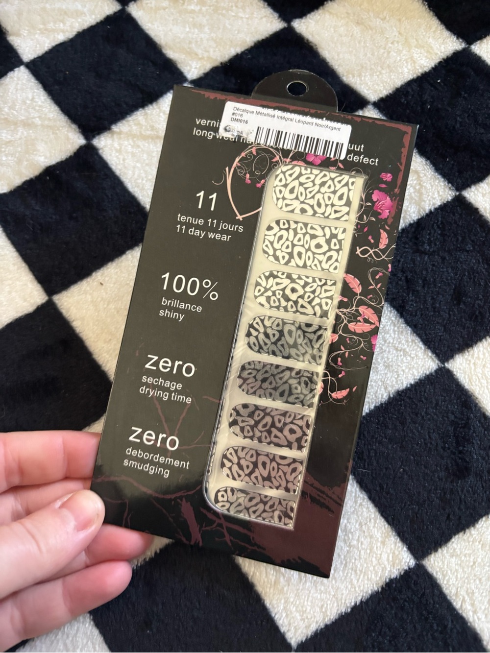 Leopard Print Nail Wraps - Black & silver